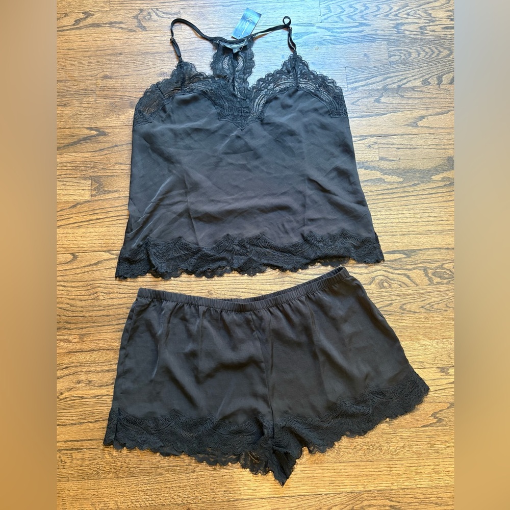 INC International Concepts Black Lace Pajama Set